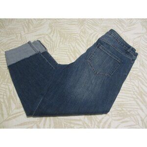 J.Jill Denim Womens Medium Wash Distressed Jeans With Rolled Hem Size 14